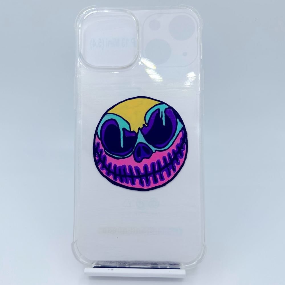 Hand painted iPhones 13 mini Skellington Case